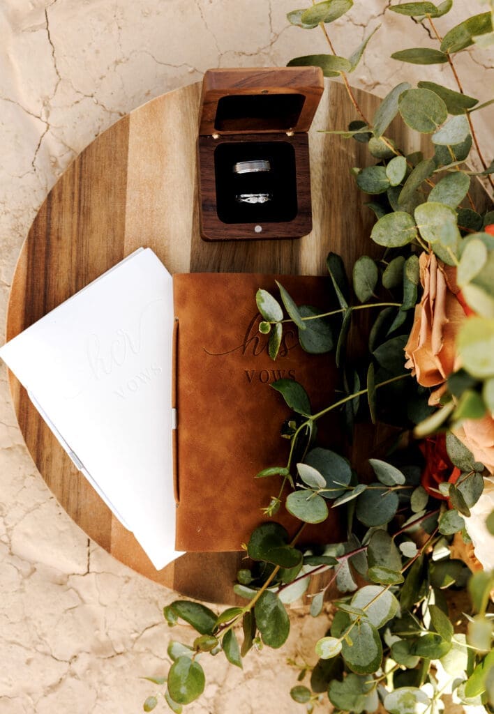 wedding flat lay at the dry lake bed