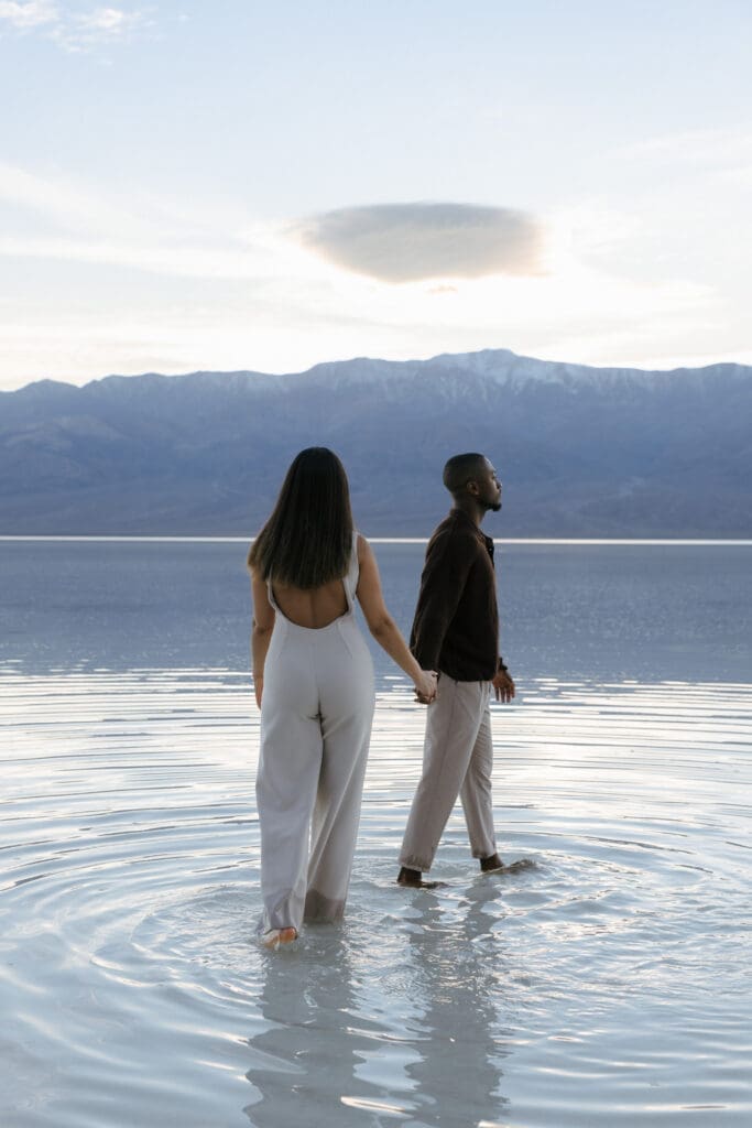 couple walking in water