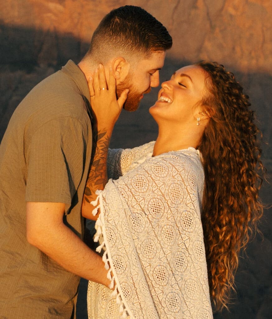 couple doing a smile kiss