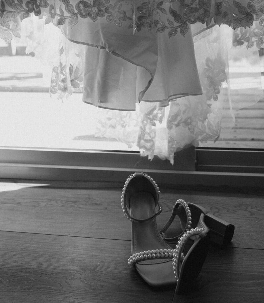 wedding dress and heels