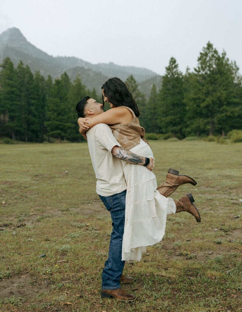 couple dancing in the rain