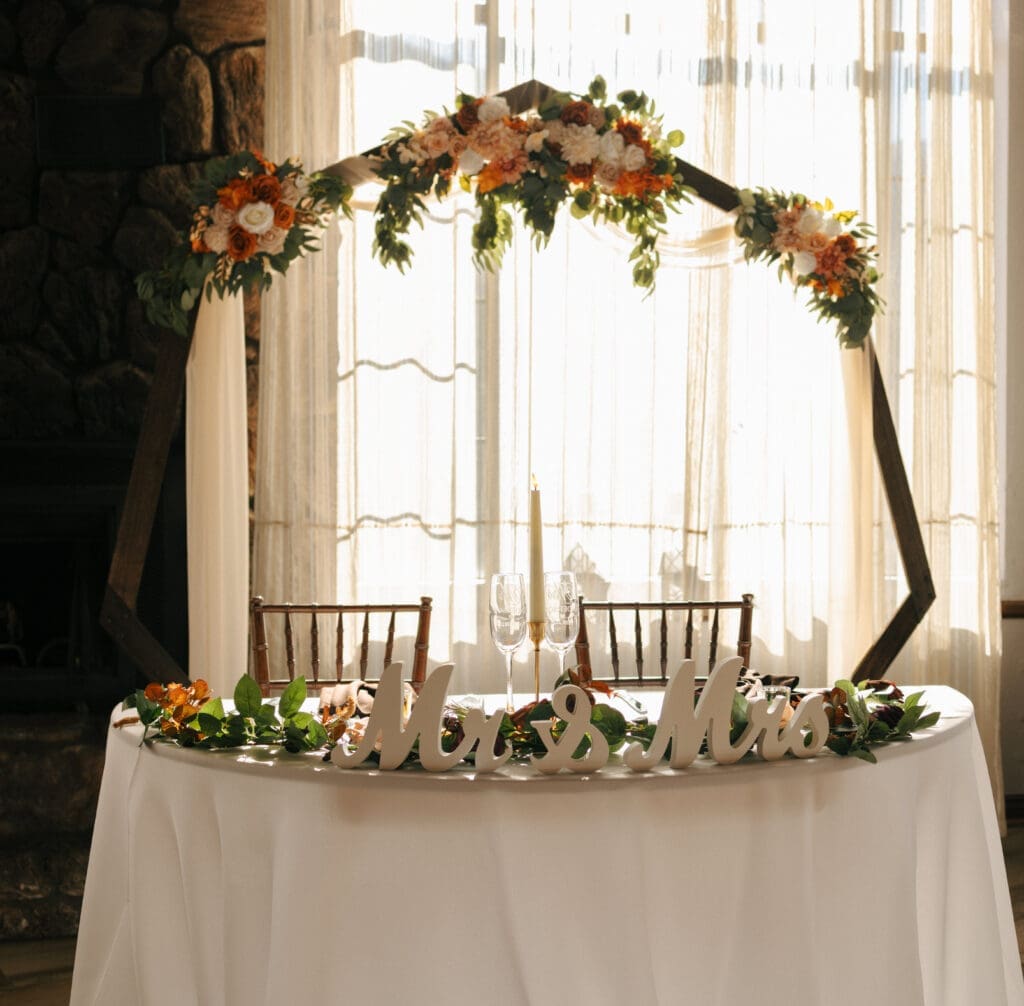 mr and mrs dining table at the retreat on mt charleston peak