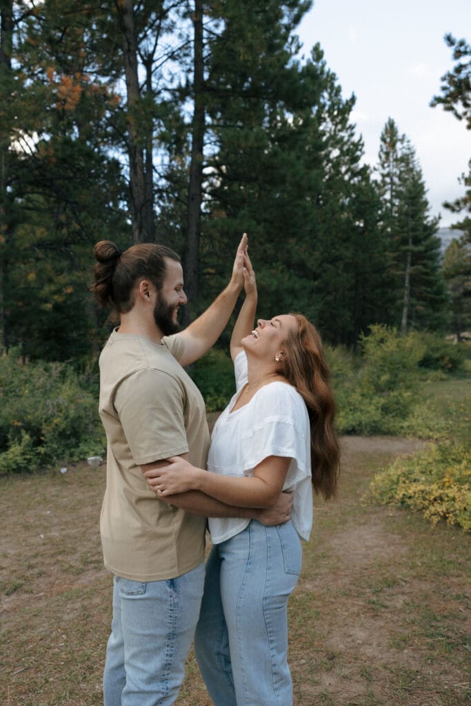 couple laughing together at mt charleston