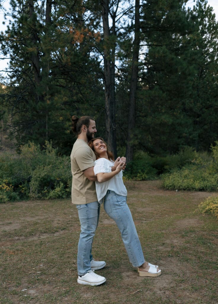 couple doing a trust fall at mt charleston
