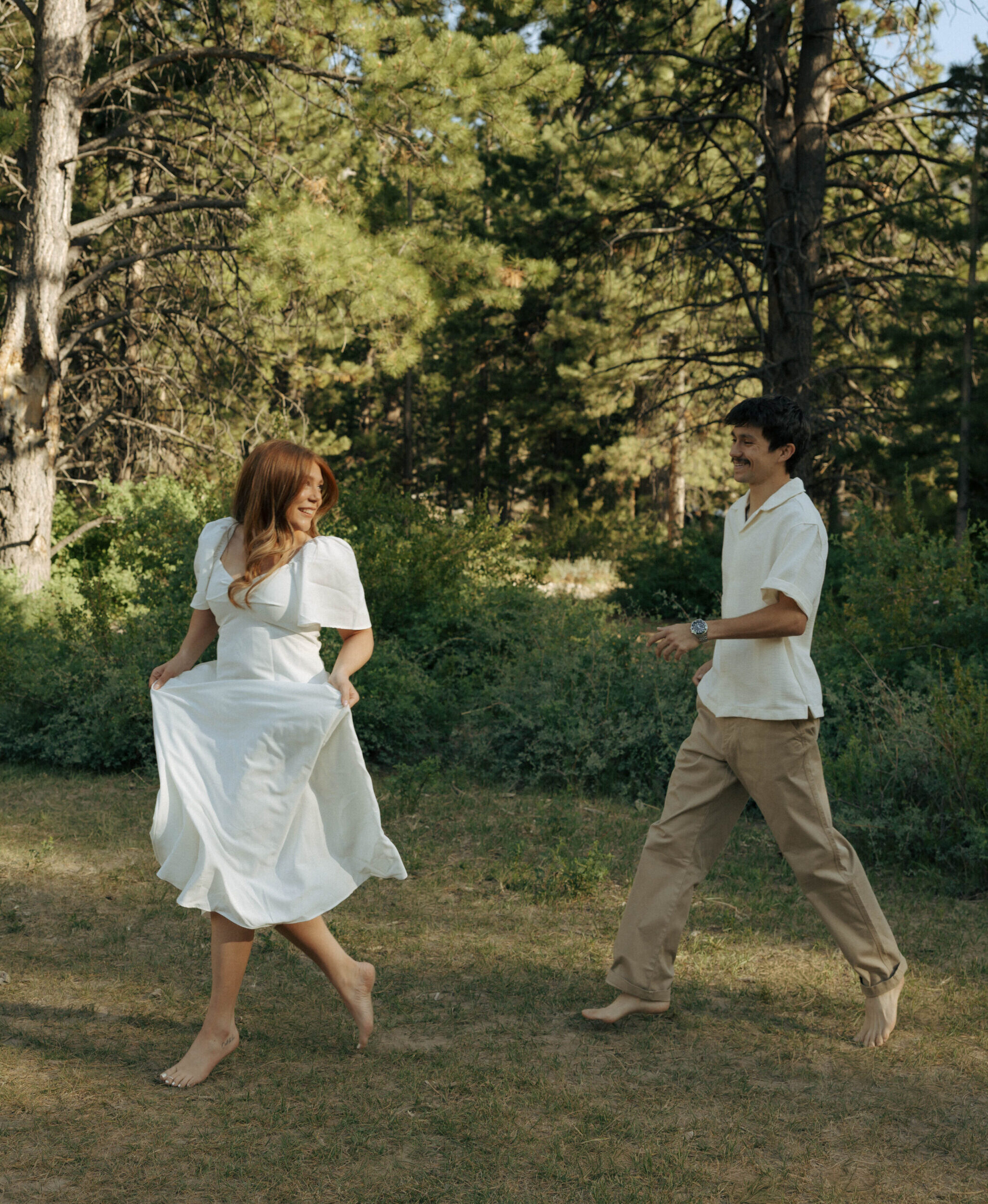 couple playing tag at lee meadows in las vegas