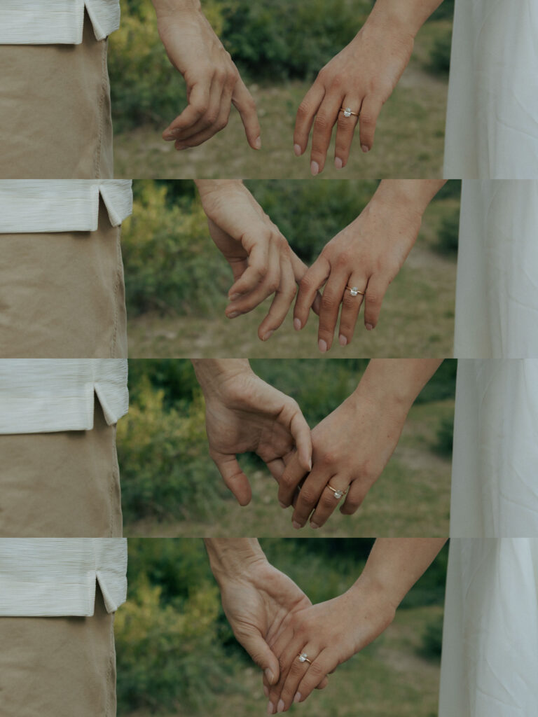 collage of couple holding hands