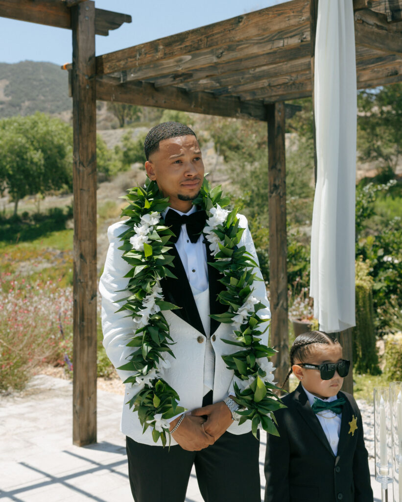 groom crying at the altar in corona california