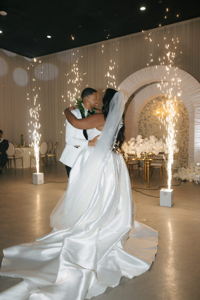 couple dancing at reception
