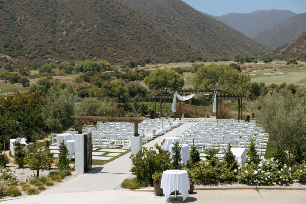 eagle glen golf club wedding ceremony site with mountain views