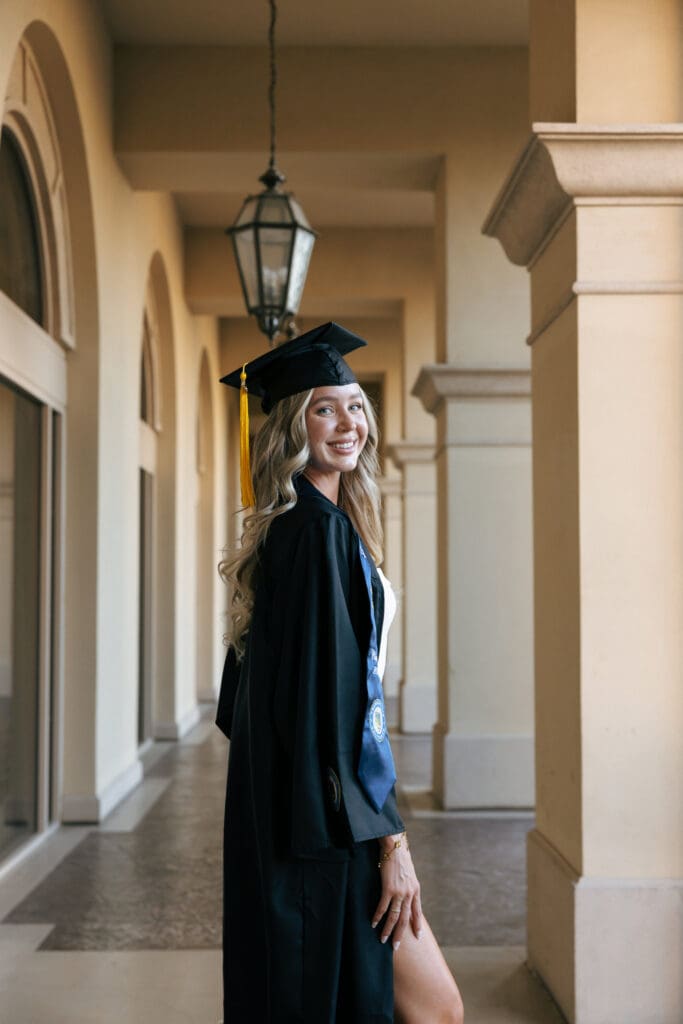 woman posing for formal graduation headshot