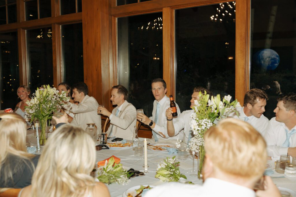 groomsmen cheering during speeches