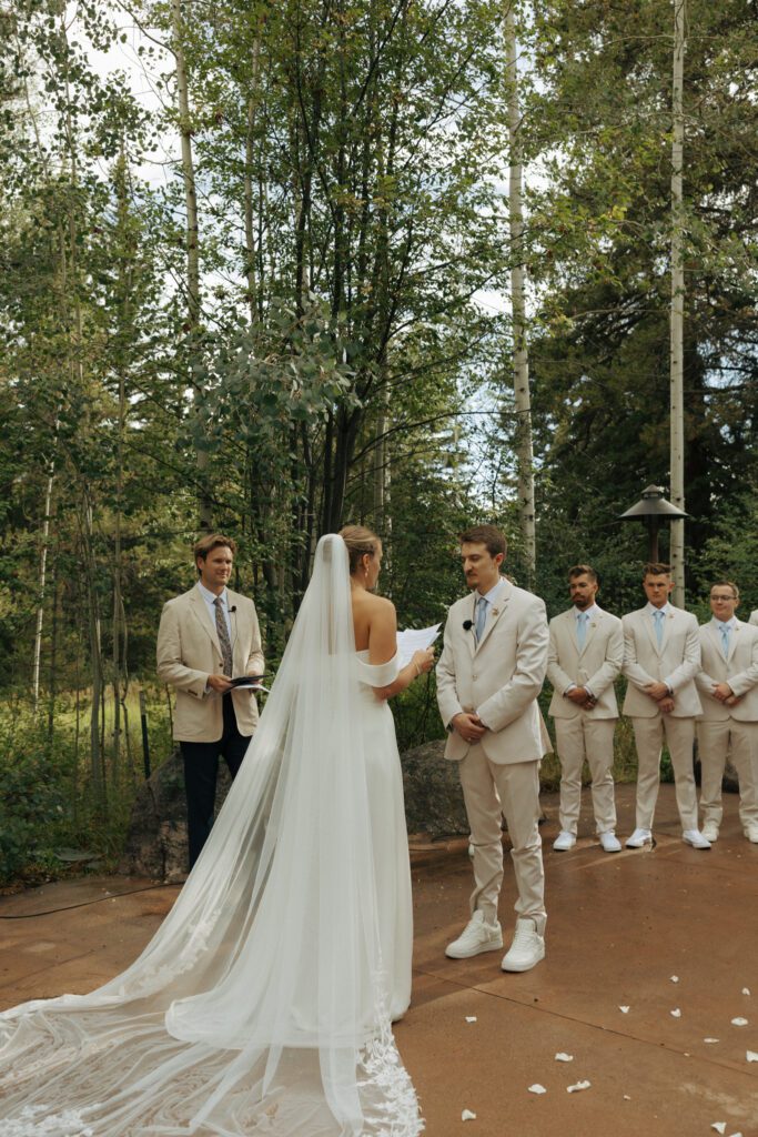bride and groom sharing vows during their micro wedding
